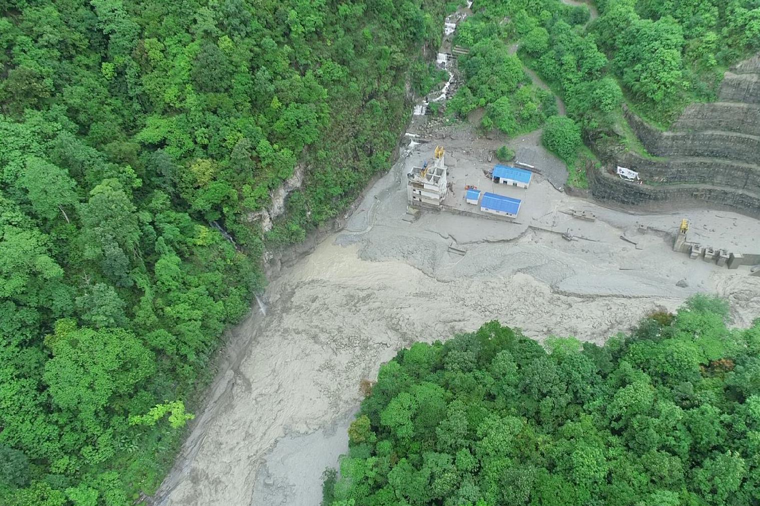 Headworks By Drone After Flood | Image Source: Melamchi Water Supply Development Board